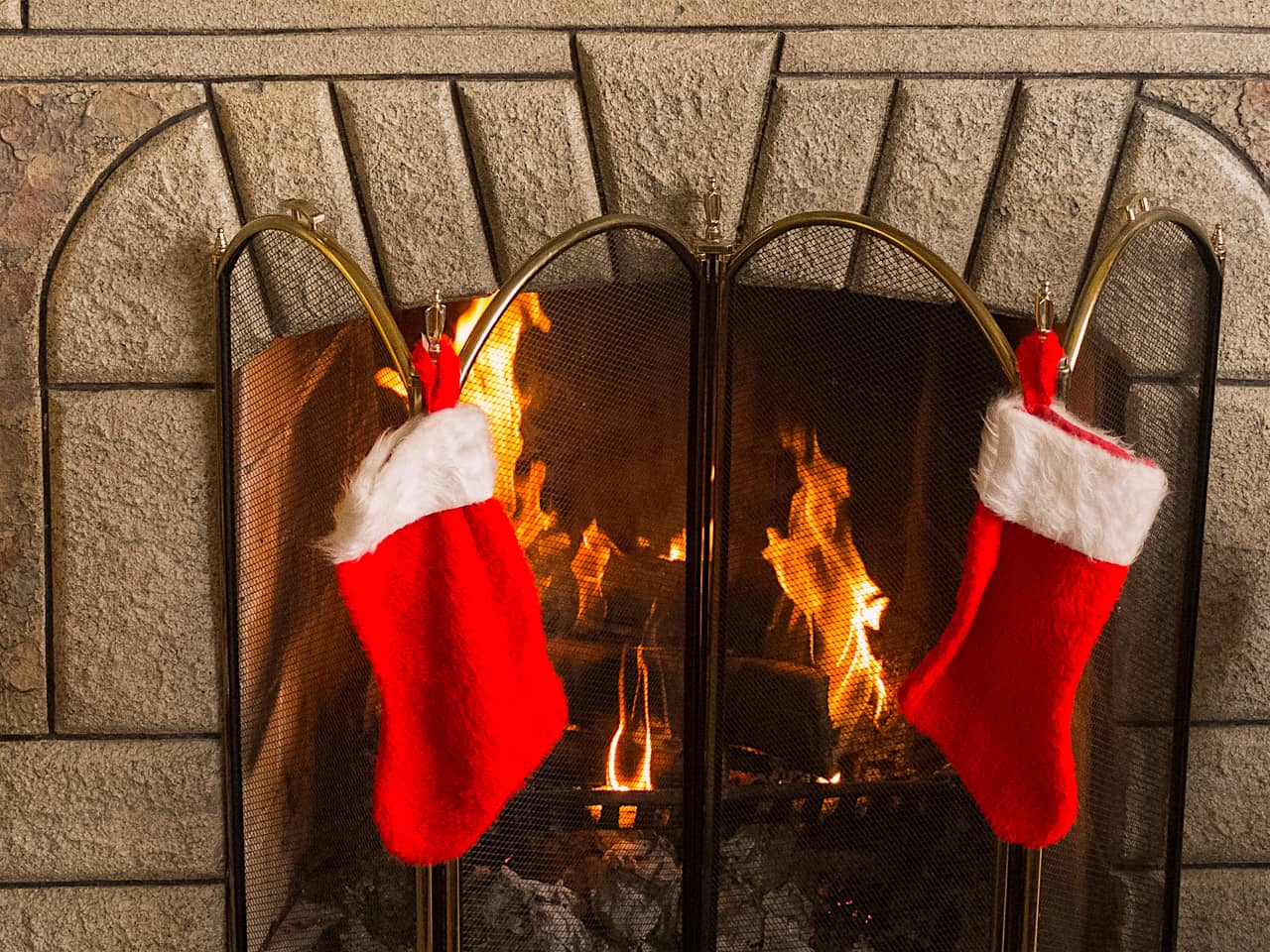 Christmas Stockings by Fire