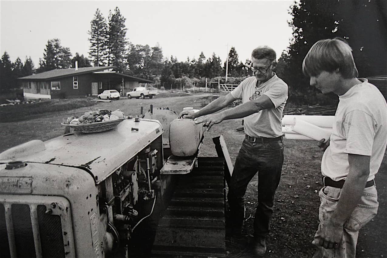 Common College. Steve & Al Boissevain w/ tractor