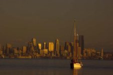 s/v Yare w/ Seattle skyline